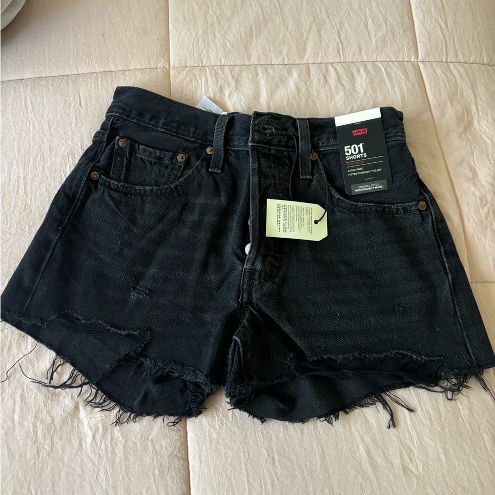 Levi’s black cutoff denim short